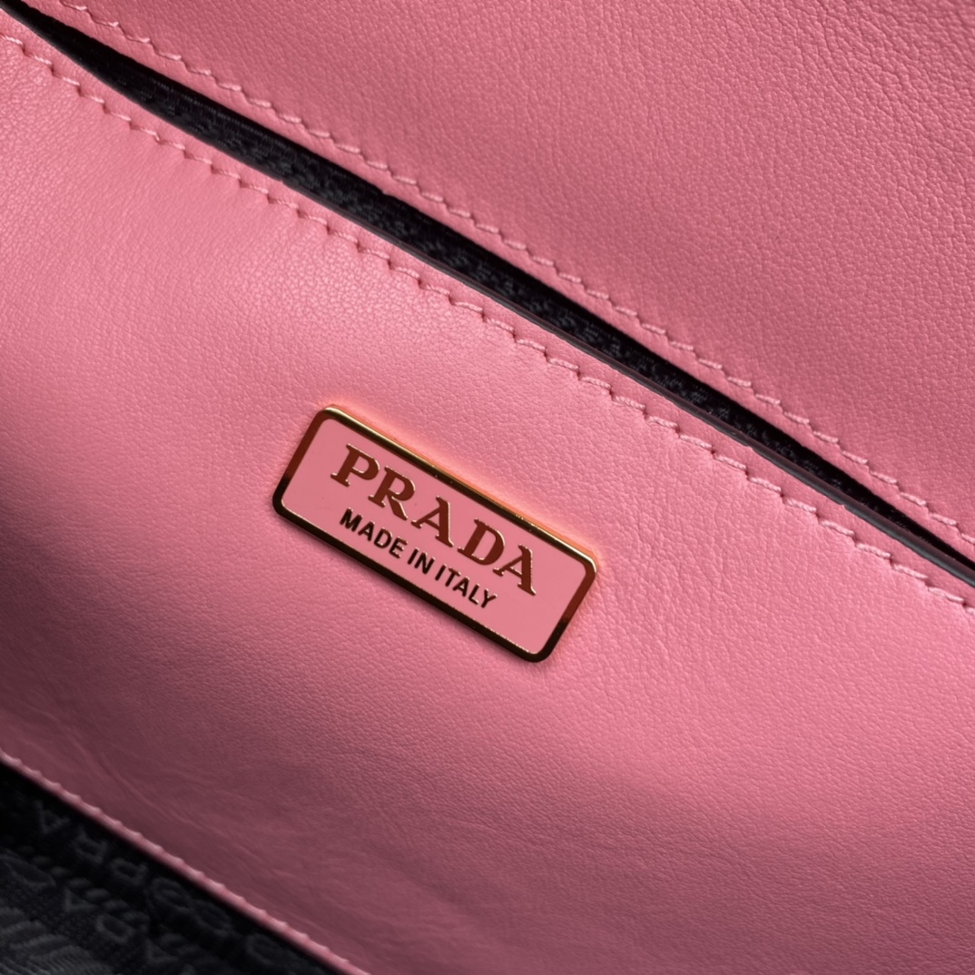 Prada Embleme Leather Shoulder Bag Handbag Pink 1BD320